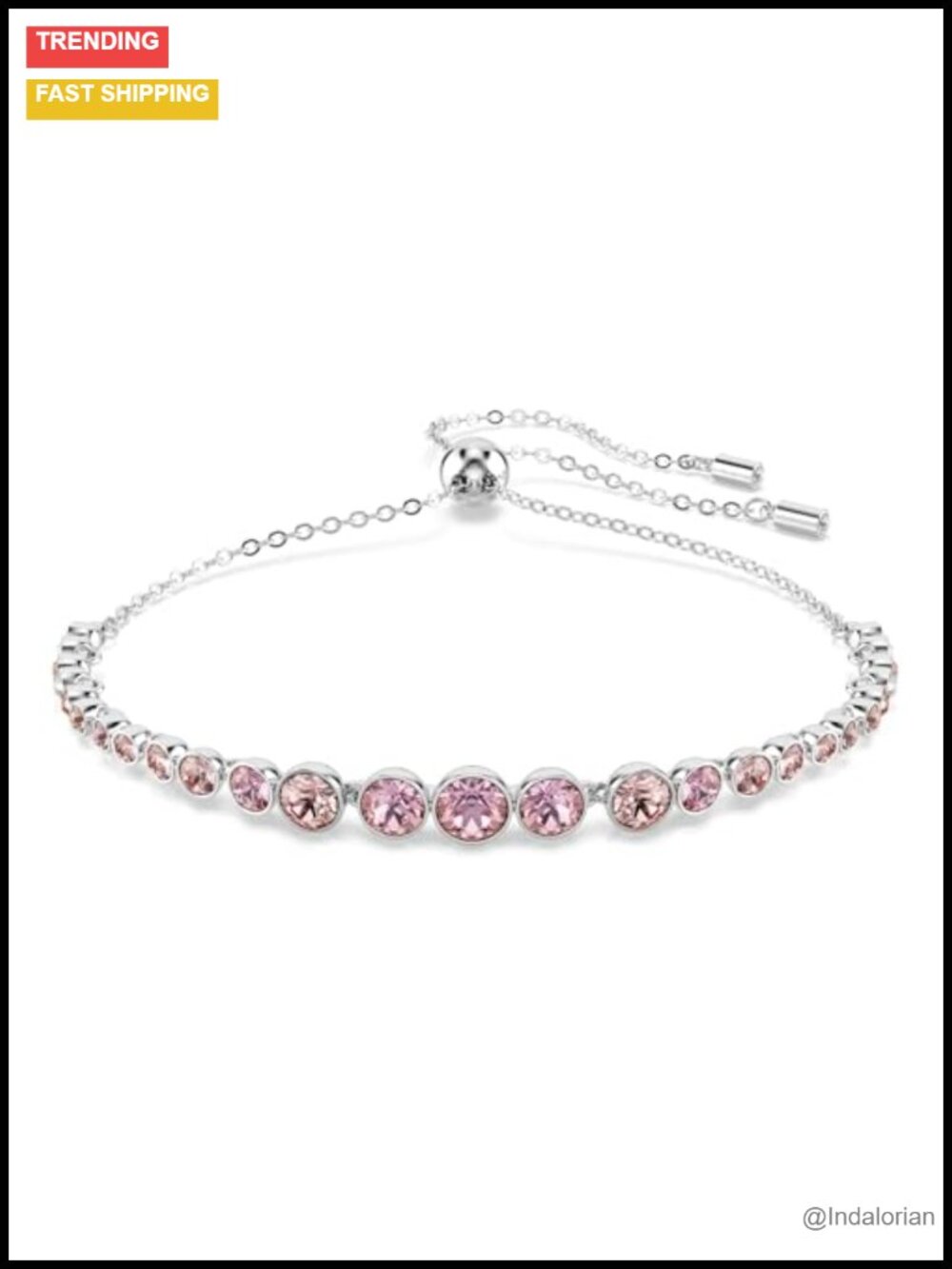 Swarovski Emily Tennis Bracelet Adjustable Bolo Rhodium Finish